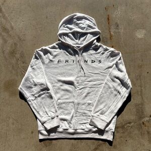 Friends White Pullover Hoodie Sweatshirt Big Spell Out Logo Medium Casual Cozy